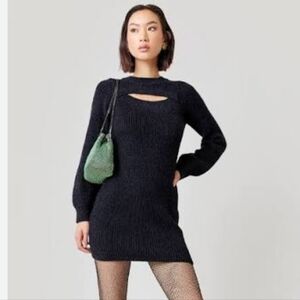 Francesca's Collections Black Crew Neck Sweater Dress